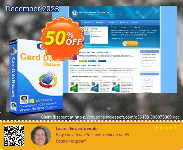 Daossoft Card Data Rescuer discount 50% OFF, 2022 January offering sales. 30% daossoft (36100)