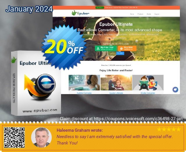 Epubor Ultimate for Mac Lifetime discount 20% OFF, 2023 New Year's Weekend offer. Epubor Ebook Software coupon (36498)
