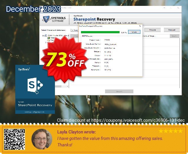 SysTools Sharepoint Recovery faszinierende Angebote Bildschirmfoto