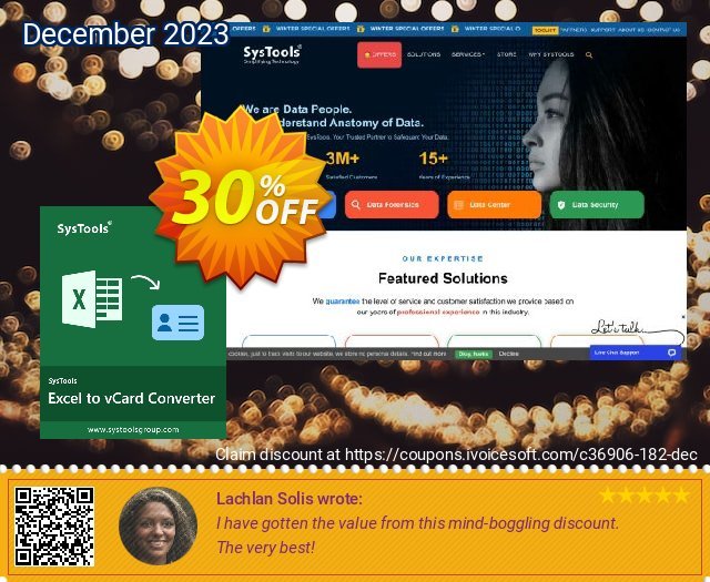 SysTools Excel CSV to vCard (Enterprise License) discount 30% OFF, 2024 Easter Day offering sales. SysTools coupon 36906
