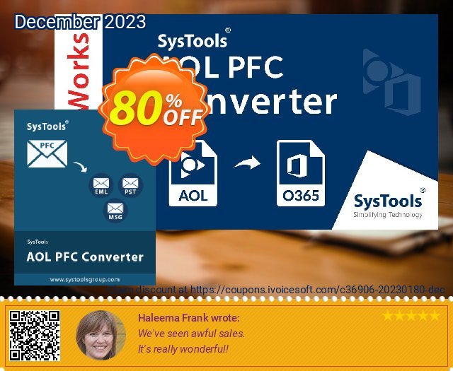 SysTools AOL PFC Converter genial Preisreduzierung Bildschirmfoto