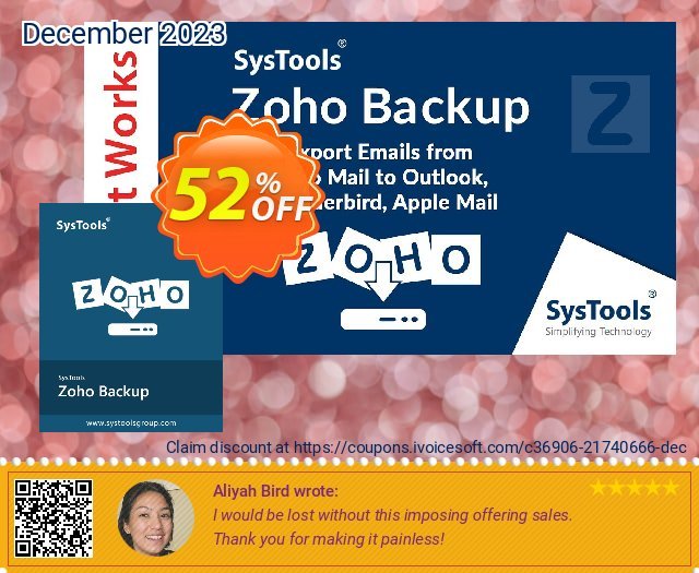 SysTools ZOHO Backup discount 52% OFF, 2022 Mother Day discounts. 52% OFF SysTools ZOHO Backup, verified