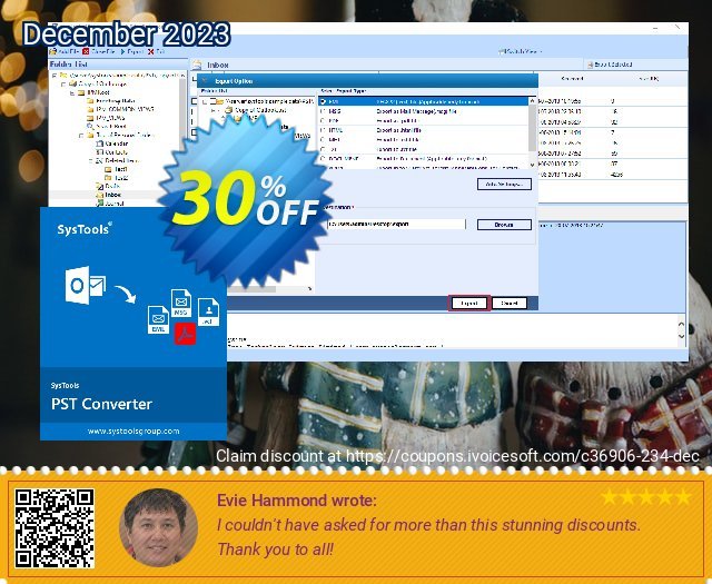 SysTools PST Converter uneingeschränkt Promotionsangebot Bildschirmfoto