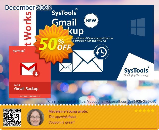SysTools GMail Backup (25 Users) discount 50% OFF, 2022 St. Patrick's Day offering sales. SysTools coupon 36906