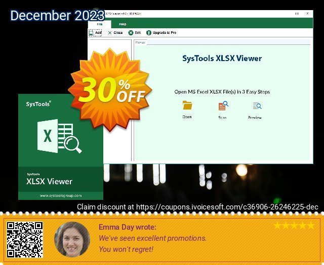 Get 30% OFF SysTools XLSX Viewer Pro offering sales