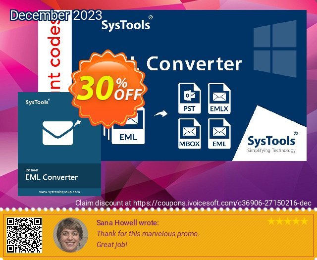 SysTools EML Converter exklusiv Beförderung Bildschirmfoto
