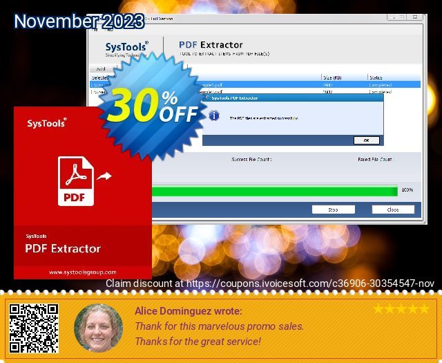 SysTools PDF Extractor 可怕的 促销销售 软件截图