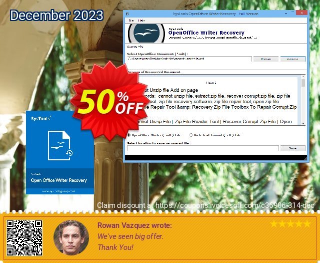 SysTools OpenOffice Writer Recovery baik sekali voucher promo Screenshot