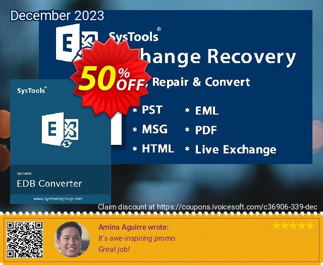 SysTools Exchange EDB to EML Converter (Business) discount 50% OFF, 2024 African Liberation Day deals. SysTools coupon 36906