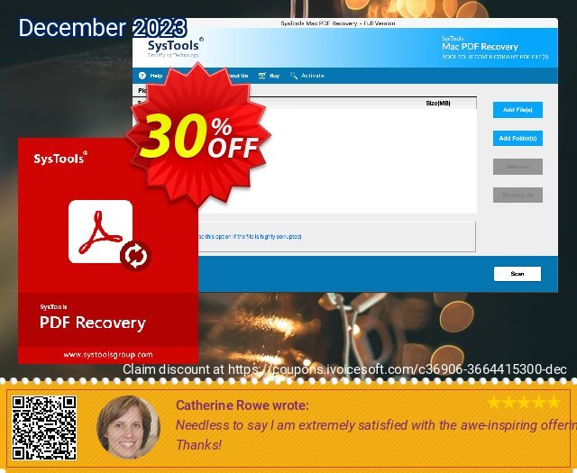 SysTools Mac PDF Recovery (Enterprise License) ausschließenden Diskont Bildschirmfoto