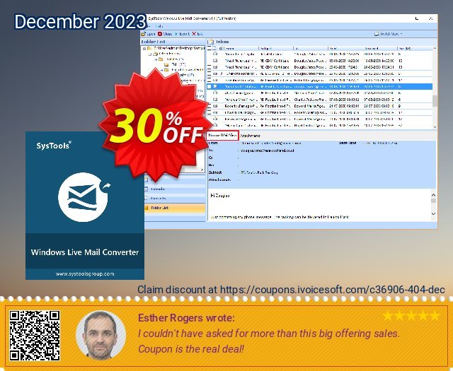 SysTools Windows Live Mail Converter überraschend Promotionsangebot Bildschirmfoto