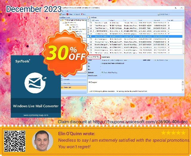 SysTools Windows Live Mail Converter (Enterprise) discount 30% OFF, 2022 Boxing Day promotions. 30% OFF SysTools Windows Live Mail Converter (Enterprise), verified