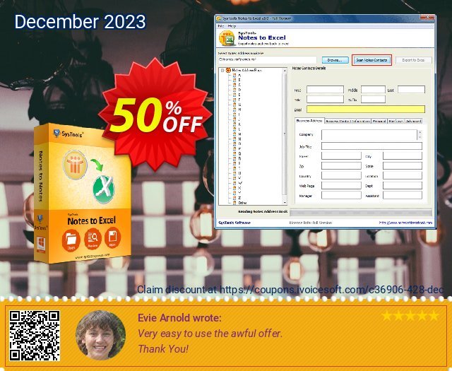 SysTools Notes to Excel unglaublich Verkaufsförderung Bildschirmfoto