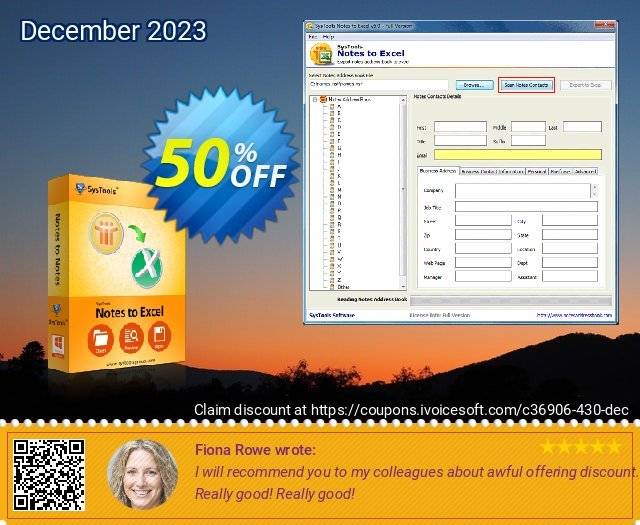 SysTools Notes to Excel (Enterprise) atemberaubend Preisnachlass Bildschirmfoto