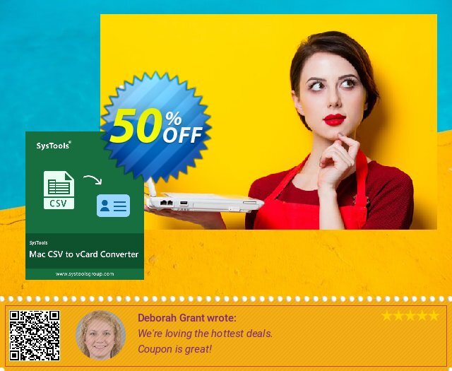 SysTools Excel CSV to vCard for MAC (Business License) discount 50% OFF, 2024 April Fools' Day sales. SysTools coupon 36906