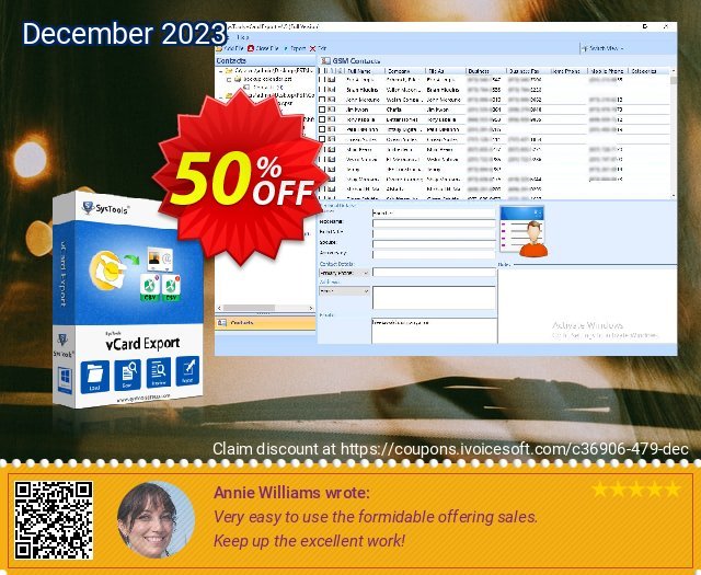 SysTools vCard Export - Business License marvelous penawaran diskon Screenshot