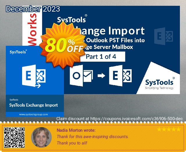 SysTools Exchange Import (100 User Mailboxes) 可怕的 促销 软件截图