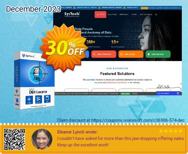 SysTools DBX Locator (Business License) exklusiv Promotionsangebot Bildschirmfoto