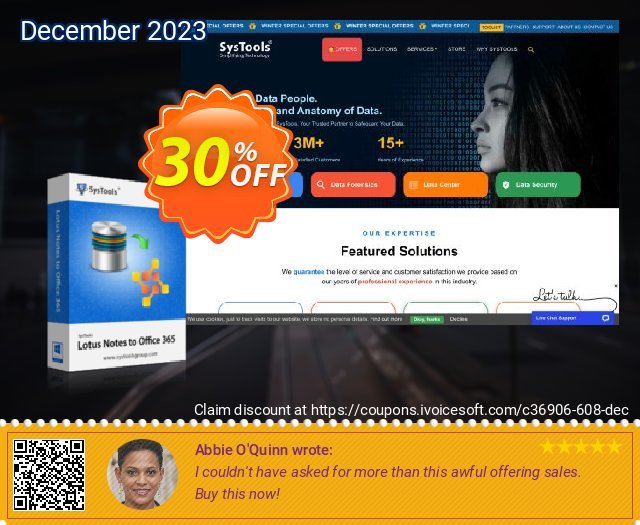 SysTools Mail Migration Office365 ausschließenden Promotionsangebot Bildschirmfoto