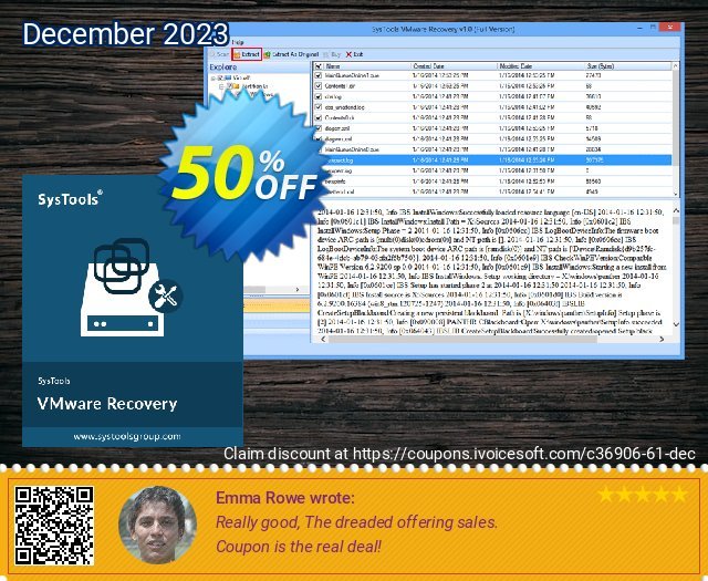 SysTools VMware Recovery discount 50% OFF, 2022 New Year's Day offering sales. 50% OFF SysTools VMware Recovery, verified