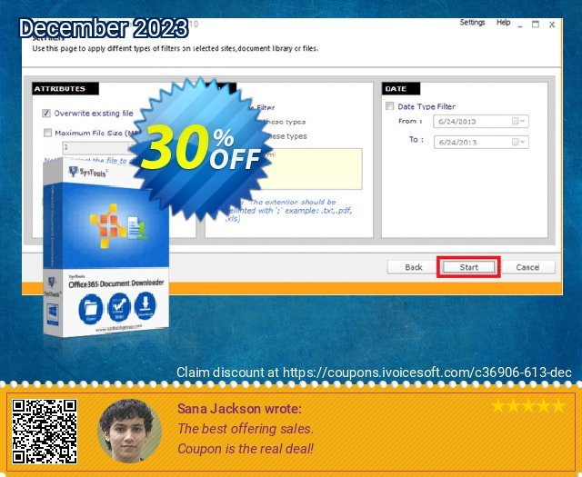 SysTools Office 365 Document Downloader (100 Users) teristimewa kode voucher Screenshot
