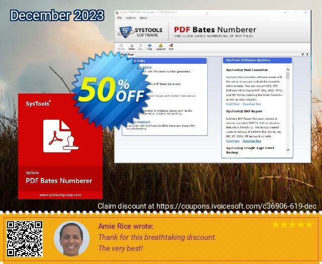 SysTools PDF Bates Numberer (Business) 最佳的 折扣码 软件截图