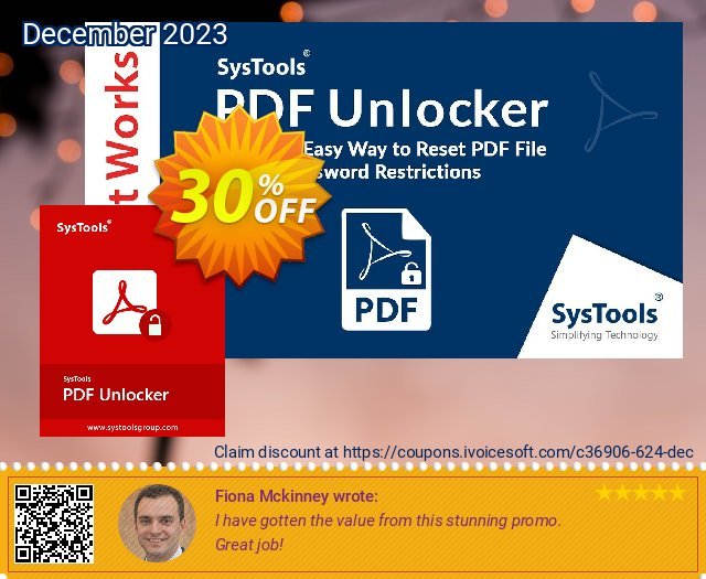 SysTools PDF Unlocker wundervoll Sale Aktionen Bildschirmfoto