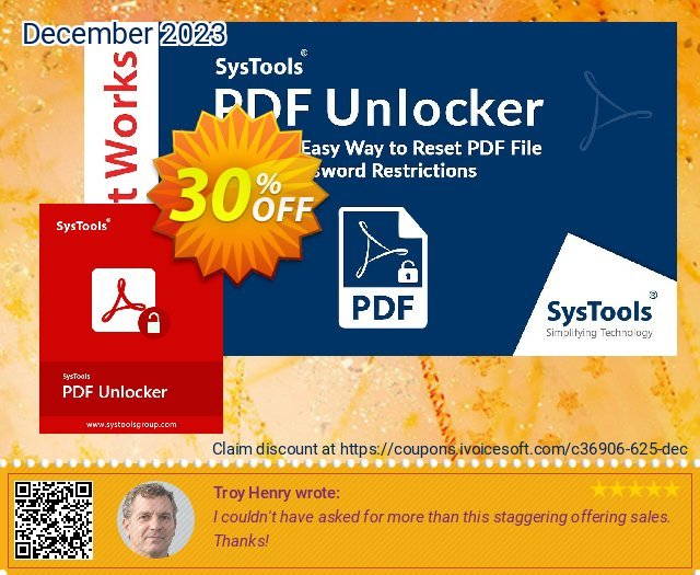 SysTools PDF Unlocker (Business) 最 促销 软件截图