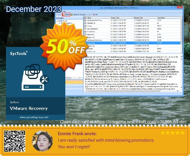 SysTools VMware Recovery (Enterprise) discount 50% OFF, 2022 January promo sales. SysTools coupon 36906