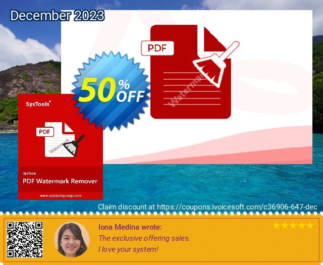 SysTools PDF Watermark Remover (Business) discount 50% OFF, 2022 New Year deals. SysTools coupon 36906