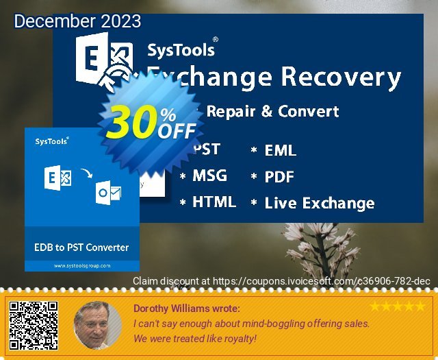 SysTools EDB to PST Converter discount 30% OFF, 2024 April Fools Day offering sales. 30% OFF SysTools EDB to PST Converter, verified