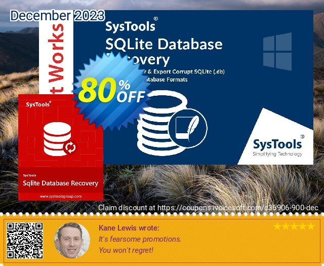 SysTools SQLite Recovery (Business License) mewah penawaran waktu Screenshot