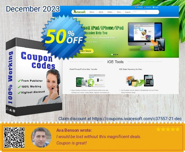 Amacsoft iPad/iPhone/iPod Disk Mode for Mac discount 50% OFF, 2024 Working Day offering sales. 50% off