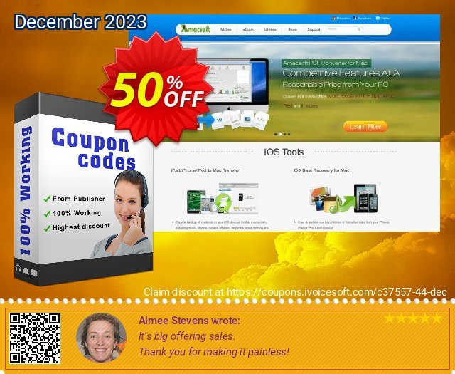 Amacsoft PDF Converter discount 50% OFF, 2022 New Year's Weekend offering sales. 50% off