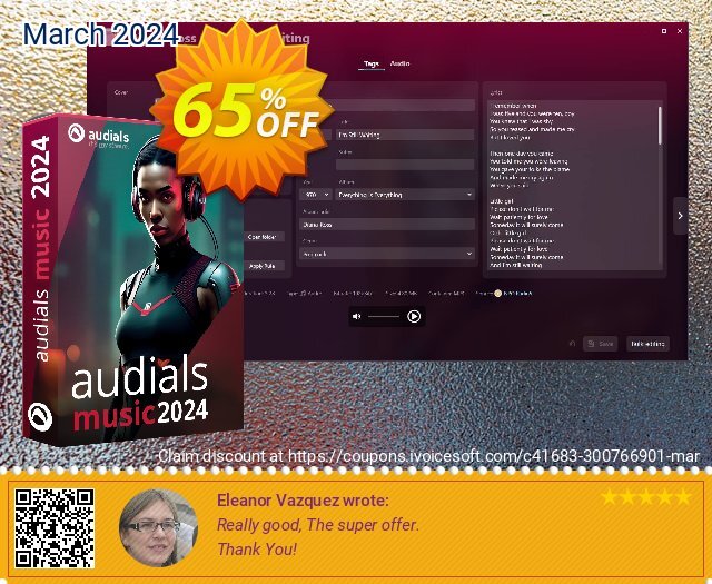 Audials Music 2024 discount 65% OFF, 2024 Mother Day offering discount. 63% OFF Audials Music 2024, verified