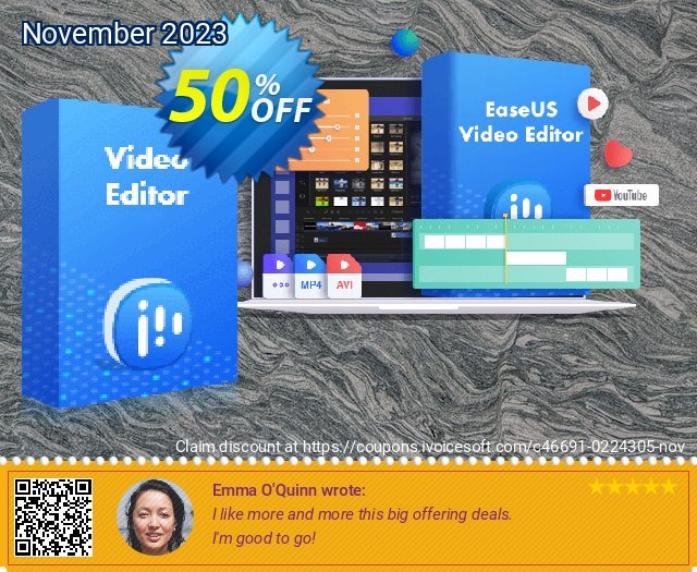 EaseUS Video Editor discount 50% OFF, 2023 Christmas Eve promo sales. 60% OFF EaseUS Video Editor, verified
