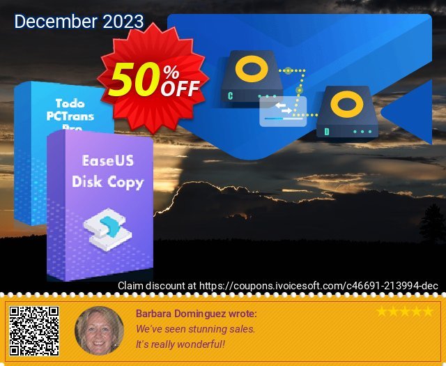 Bundle: EaseUS Disk Copy Pro + PCTrans Pro discount 50% OFF, 2023 New Year's eve sales. 60% OFF Bundle: EaseUS Disk Copy Pro + PCTrans Pro, verified