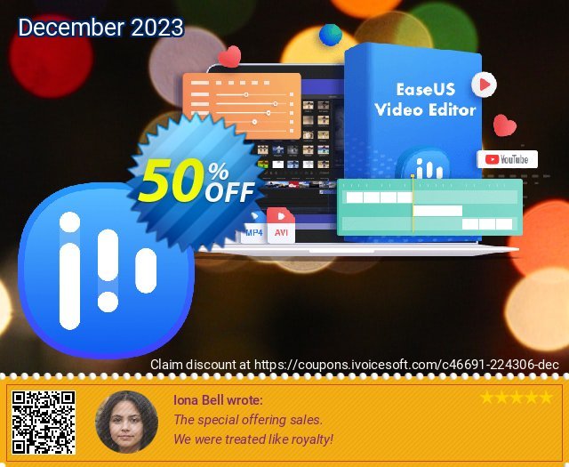 EaseUS Video Editor (Lifetime) discount 60% OFF, 2022 Mother Day promo sales. 30% OFF EaseUS Video Editor Jan 2022