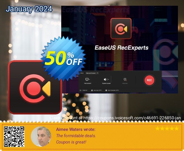 EaseUS RecExperts discount 50% OFF, 2023 Xmas Day offering sales. 40% OFF EaseUS RecExperts, verified