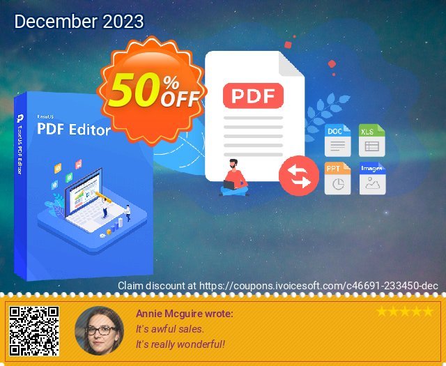 EaseUS PDF Editor 1-Year discount 50% OFF, 2024 World Heritage Day offering sales. World Backup Day Celebration