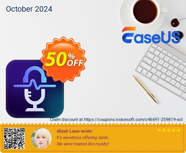 EaseUS VoiceWave Lifetime discount 50% OFF, 2024 Daylight Saving Day offering sales. EaseUS Halloween Deals 2024