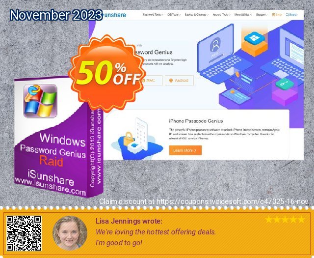 iSunshare Windows Password Genius Raid sangat bagus penawaran sales Screenshot