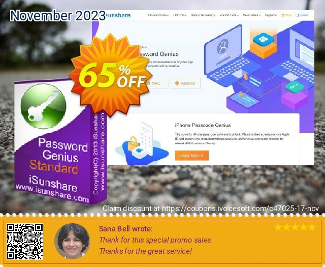 iSunshare Password Genius Standard verblüffend Sale Aktionen Bildschirmfoto