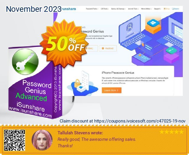 iSunshare Password Genius Advanced wundervoll Rabatt Bildschirmfoto