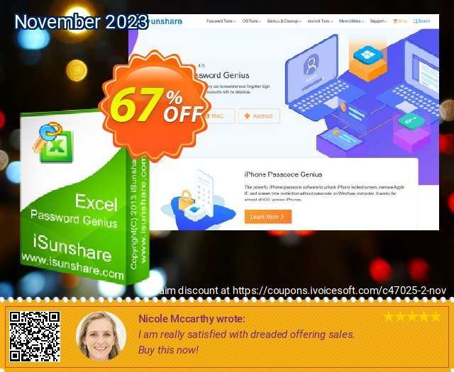 iSunshare Excel Password Genius Exzellent Sale Aktionen Bildschirmfoto