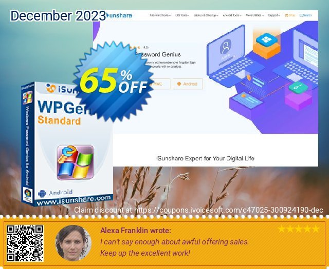 iSunshare WPGenius Standard teristimewa penawaran waktu Screenshot