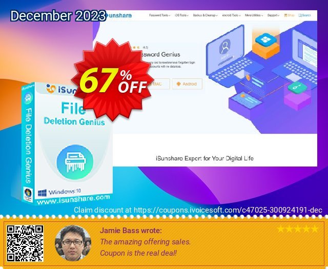 iSunshare File Deletion Genius großartig Verkaufsförderung Bildschirmfoto