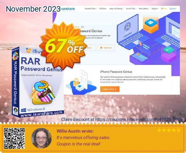 iSunshare RAR Password Genius 令人敬畏的 产品销售 软件截图