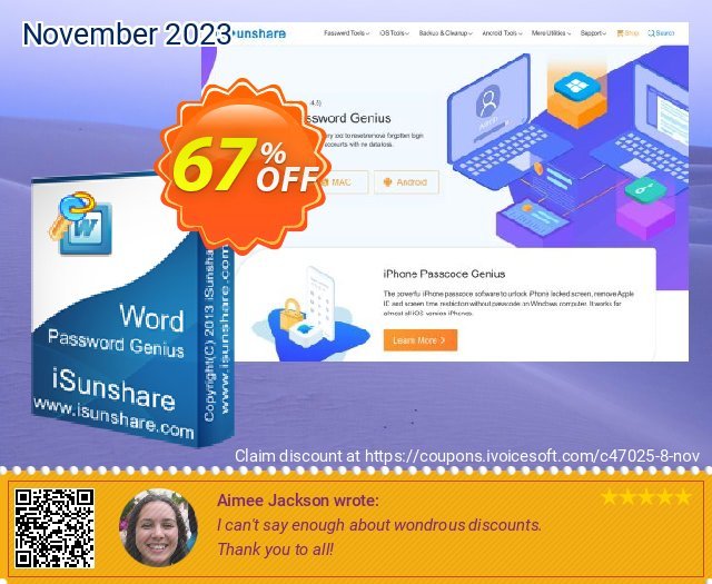 iSunshare Word Password Genius discount 67% OFF, 2024 April Fools' Day offering sales. iSunshare discount (47025)