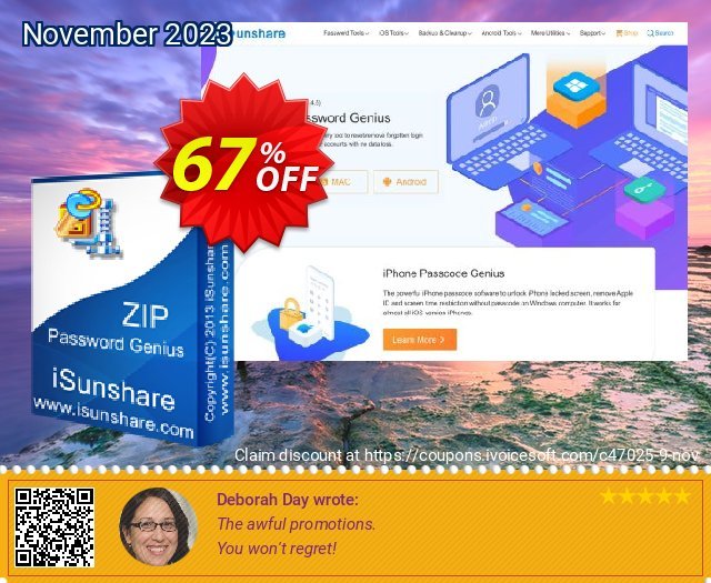 iSunshare ZIP Password Genius discount 67% OFF, 2024 Spring offering sales. iSunshare discount (47025)